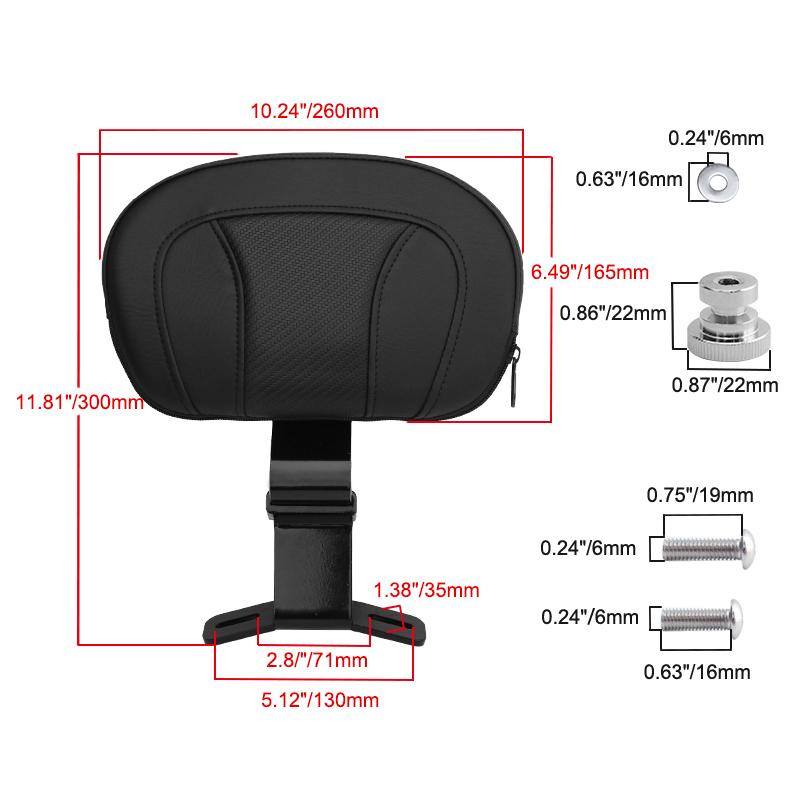 Motorcycle Front Driver Rider Backrest Adjustable Black Mounting Kit For Harley Touring Road King CVO Street Glide 2009-2025 21