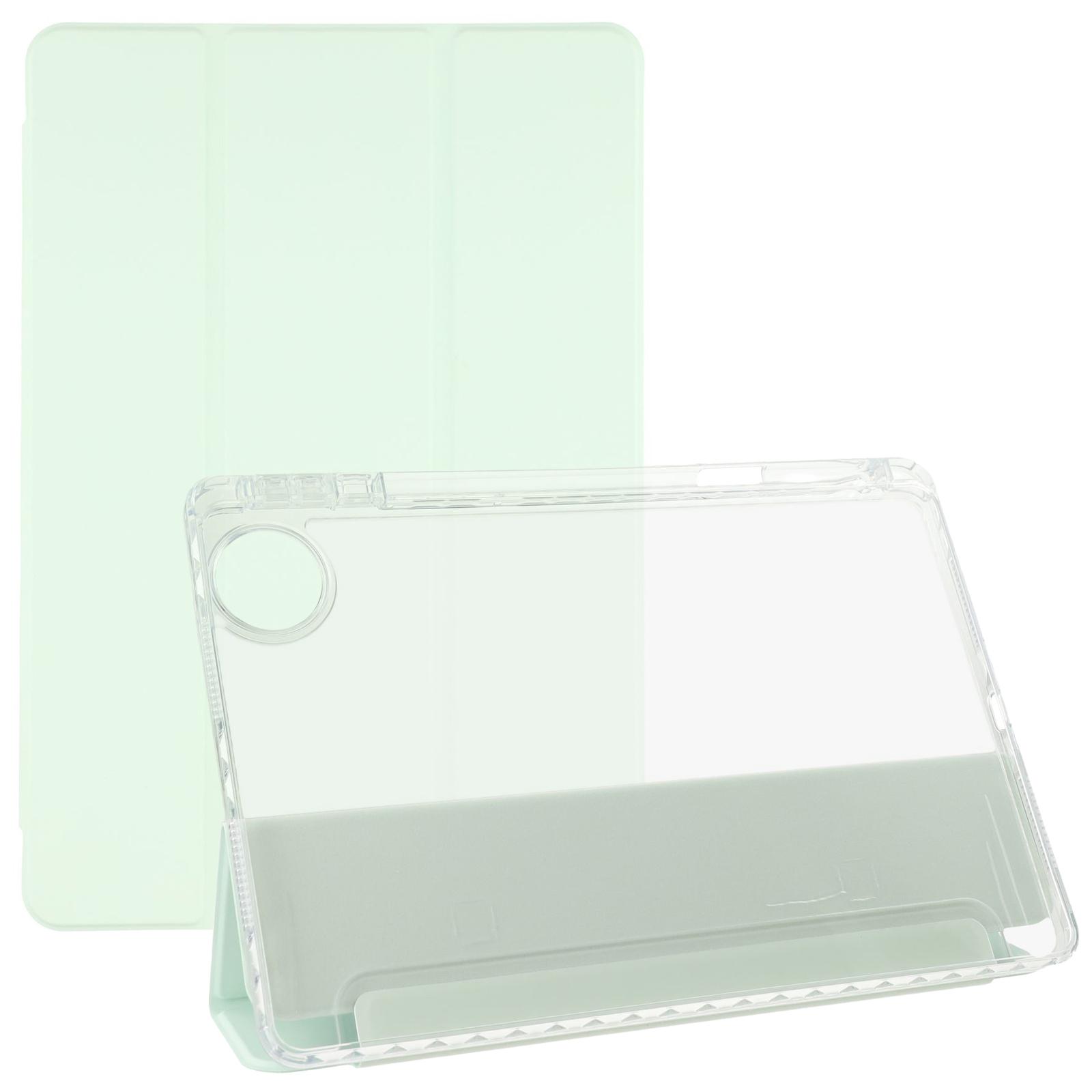

For Honor Pad 10 Case Tri-Fold Stand Leather+TPU+Acrylic Clear Back Tablet Cover Light Green