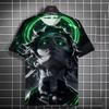 Męska Street Hip Hop Wielokolorowa Casual Krótki Rękaw Wygodna Moda Oddychająca Druk 3D HD Anime Postać Nadruk