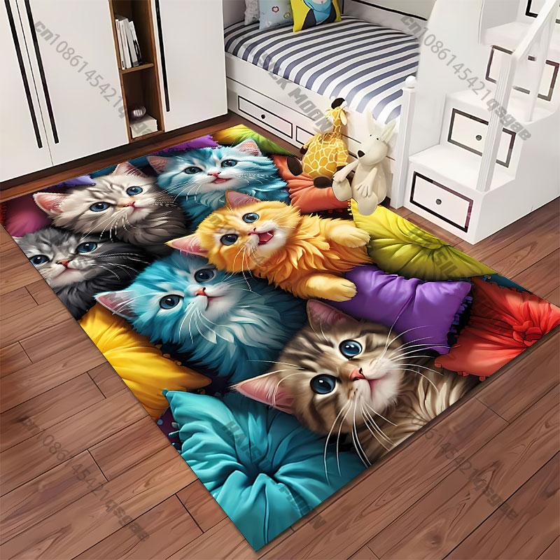 Cute kittens surrounded by pillows carpet Yoga living room room decor children's crawling mat doormat area rug games mat