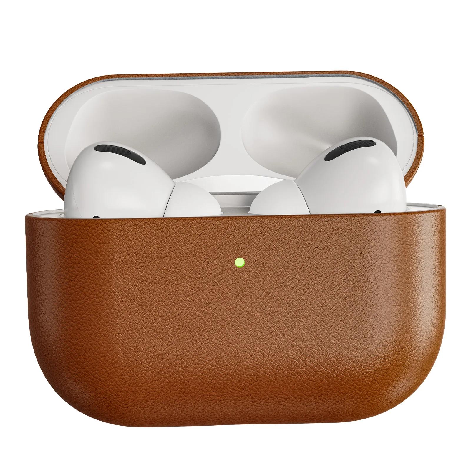 

Oatsbasf Оригинальные кожаные чехлы для наушников AirPods Pro 3 Роскошный защитный чехол для Airpods Pro 3 Ударопрочный с крючком коричневый