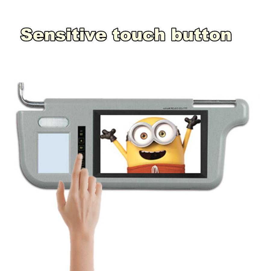 2Pcs Pair 7" Car 2 Channel Video Sunvisor Rear View Mirror Screen Lcd Monitor For DVD/VCD/GPS/TV Input Signal And Car Rearview Camera Touch Button
