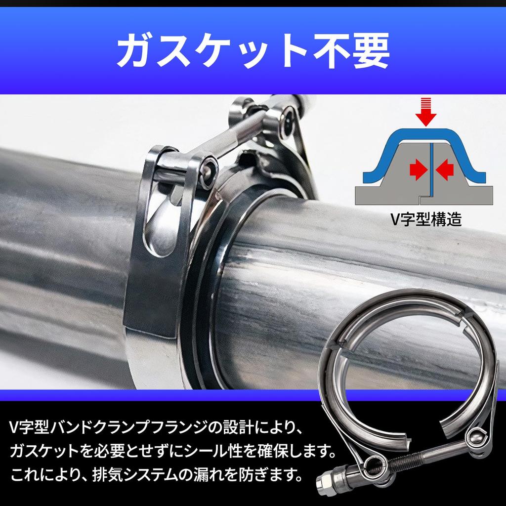 Morisho V-Band Flange Clamp Coupling for Car Motorcycle Exhaust Muffler Turbine Pipe Universal Stainless Steel Diameter 60mm 2.36