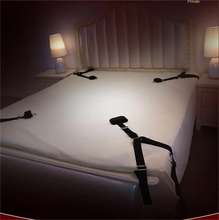Adult Sex Game Bondage Set Handcuff Ankle Restraints Strap Couple Slave Sex Products Erotic Bed Strap Sex Products Supplies