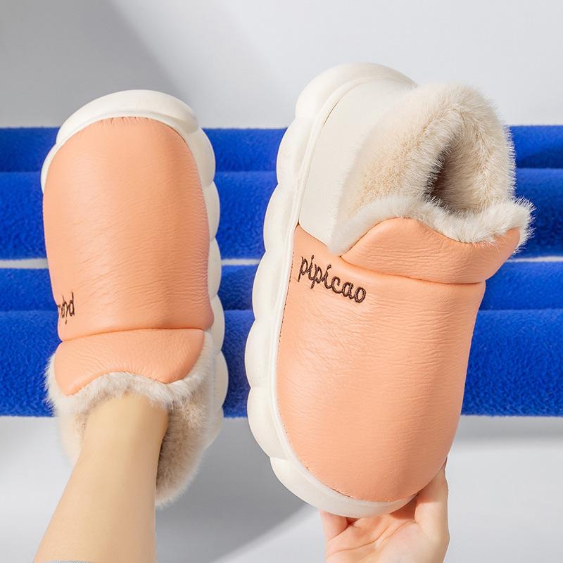 Cotton slippers men's autumn and winter indoor home bag and thick-soled outer wear warm confinement plush cotton shoes customization