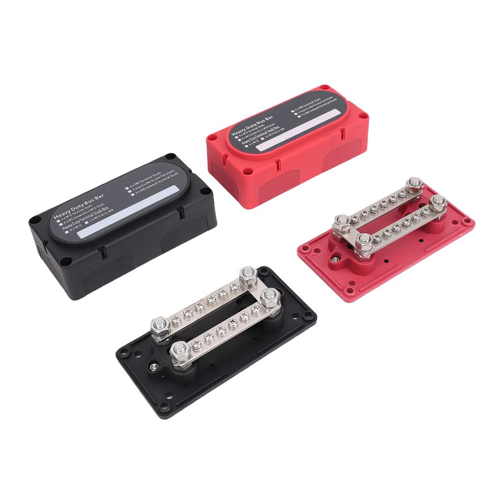2 Pcs Bus Bar 12 Screws Terminal M8 Studs 48V 150A Power Distribution Block Bus Bar for Automotive Marine RV Yacht