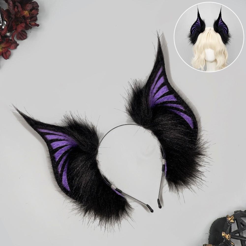 Soft Bat Headband Plush Cosplay Ears Headband Comfortable Plush Headband  Stage Performance