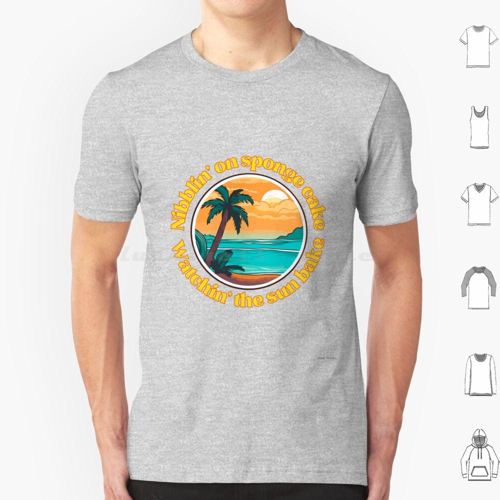 Nibblin On Sponge Cake Sunset Beach Design T Shirt 6xl Cotton Cool Tee Jimmy Buffett Beach Parrothead Margaritaville Buffett S