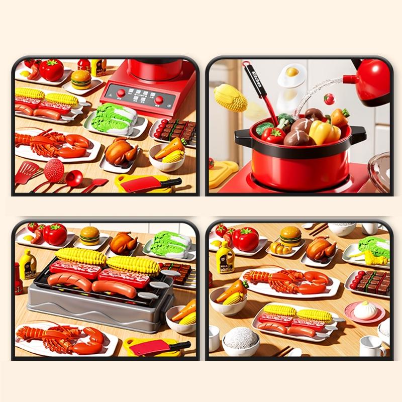 Kids Mini Home Kitchen Utensils Toy Set Pretend Play Cooking Simulated Food Game Boys Girls Birthday Gifts 3+ Year Old