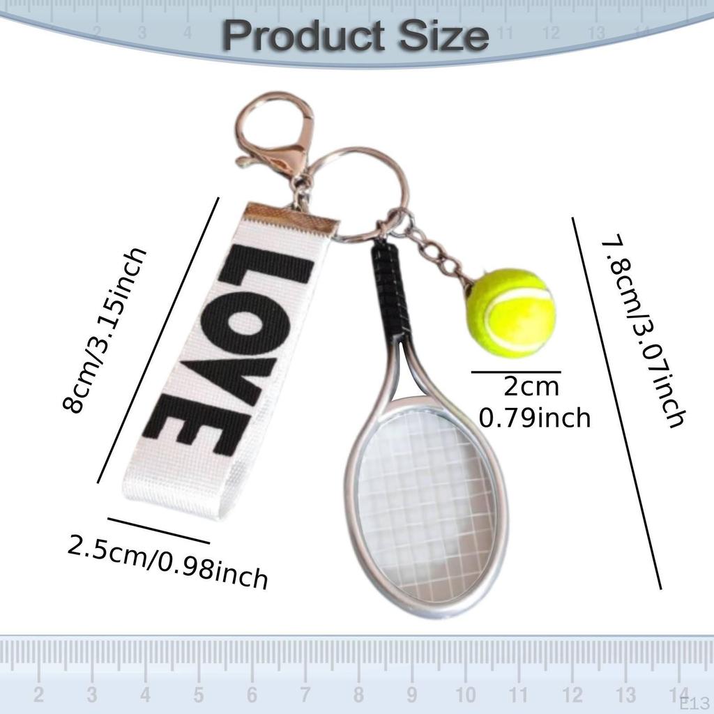 Tennis Racket Ball Keychain Chain Pendant for