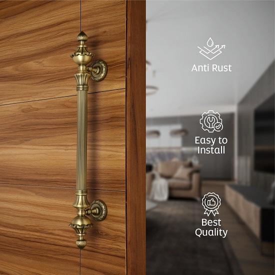 Lotus Türgriffe für Haustür Haustürgriff Türgriff Zinklegierung (Packung mit 1) Antik-Finish