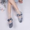 Fashion Summer Flat Single Shoes Women Fashion Round Head Shallow Mouth Flannelette Butterfly Knot Soft Sole Non-slip Cloth Shoes