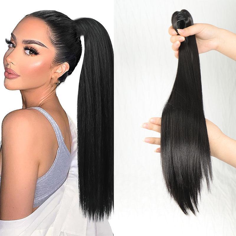 

SHANGKE Claw Clip Конский хвост Удлинение Прямой Конский Хвост 20 Дюймовый Зажим в Конский Хвост Волосы Наращивание Синтетическое Термостойкое Волокно