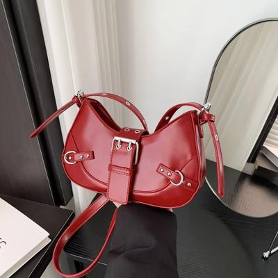 Monochromatic Interior Compartment Crossbody Bags for Women Soft Clasp PU Bags Zippered Pocket High Quality