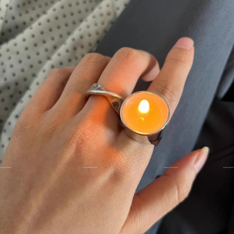 Adjustable Finger Rings Unique Candle Shape Bands Colorful Specular Rings Accessory for Women Fashionable Jewelry
