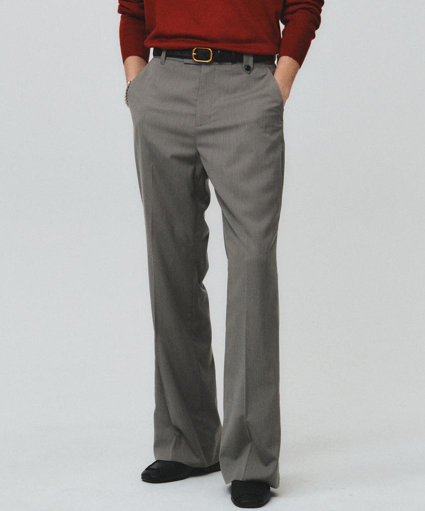 NOIRER Pinstripe Flare Slacks (Gray)