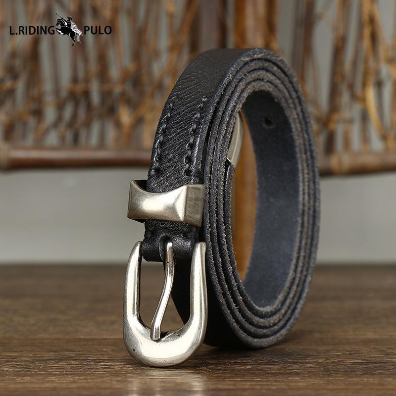 Genuine Leather Belt for Women with Pin Buckle Korean Style Trendy All-match Personality Retro Pure Cowhide Pants Belt Waist Belt