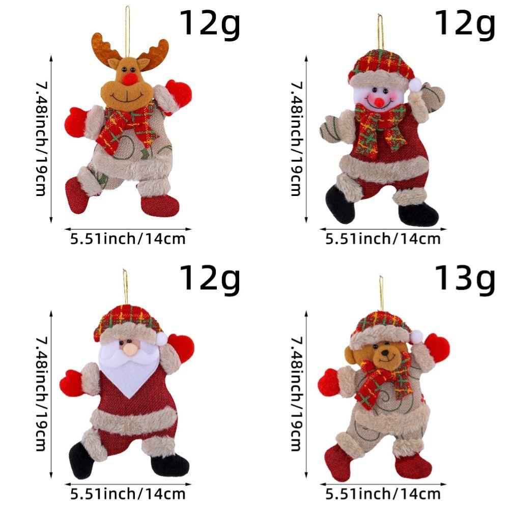 4pcs Elk Christmas Doll Pendant Snowman Christmas Tree Ornament Plush Christmas Doll Fireplace