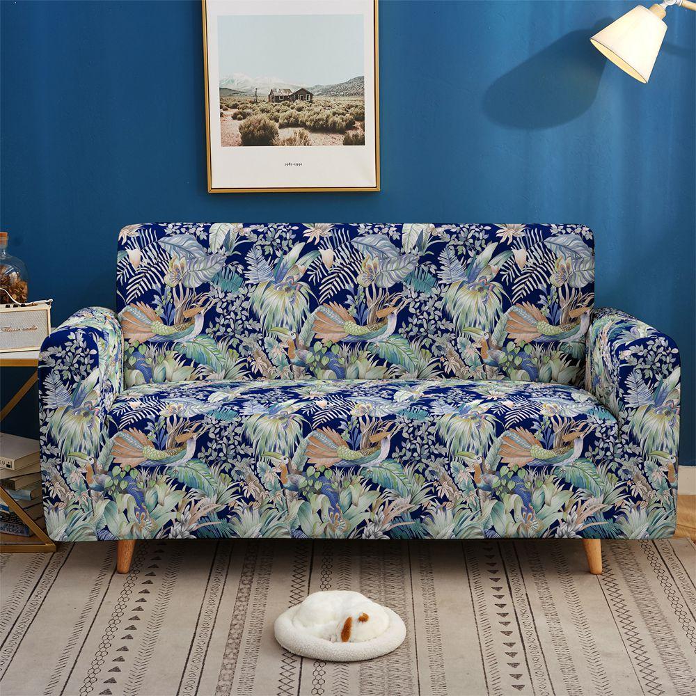 Flower And Bird Dustproof And Non-Slip Elastic Sofa Cover, Universal All-Inclusive Supply In All Seasons, Multi-Color 3D Digital Magic Cover