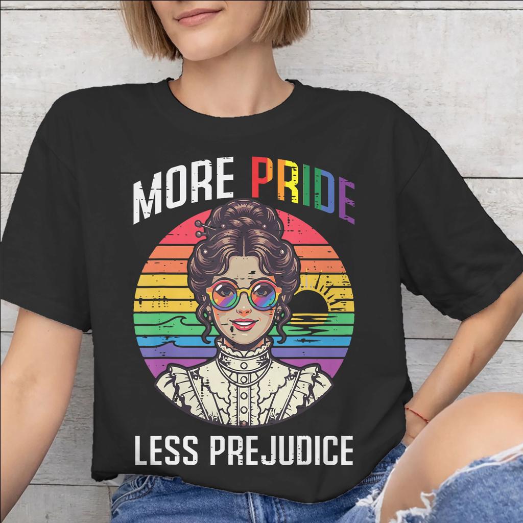 More Pride Less Prejudice Printed T Shirt for Unisex Unisex Cotton Tee Shirt Clothing