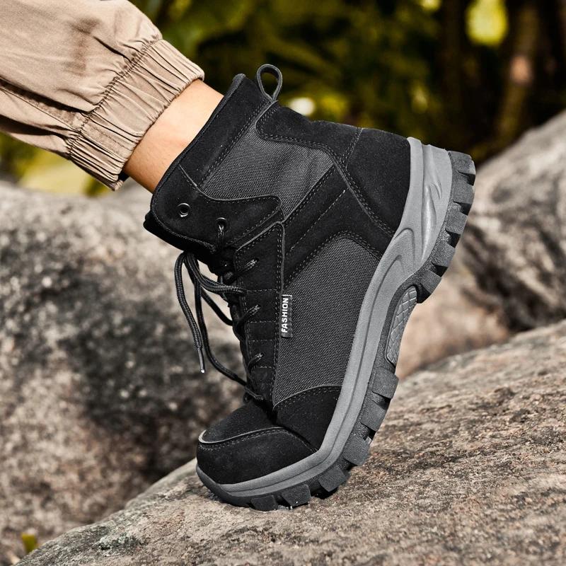 Fashion Winter Boots Men's Outdoor Hiking Shoes Suede High Top Hiking Men's Shoes Platform Boots Work Ankle Boots Desert Training Shoes