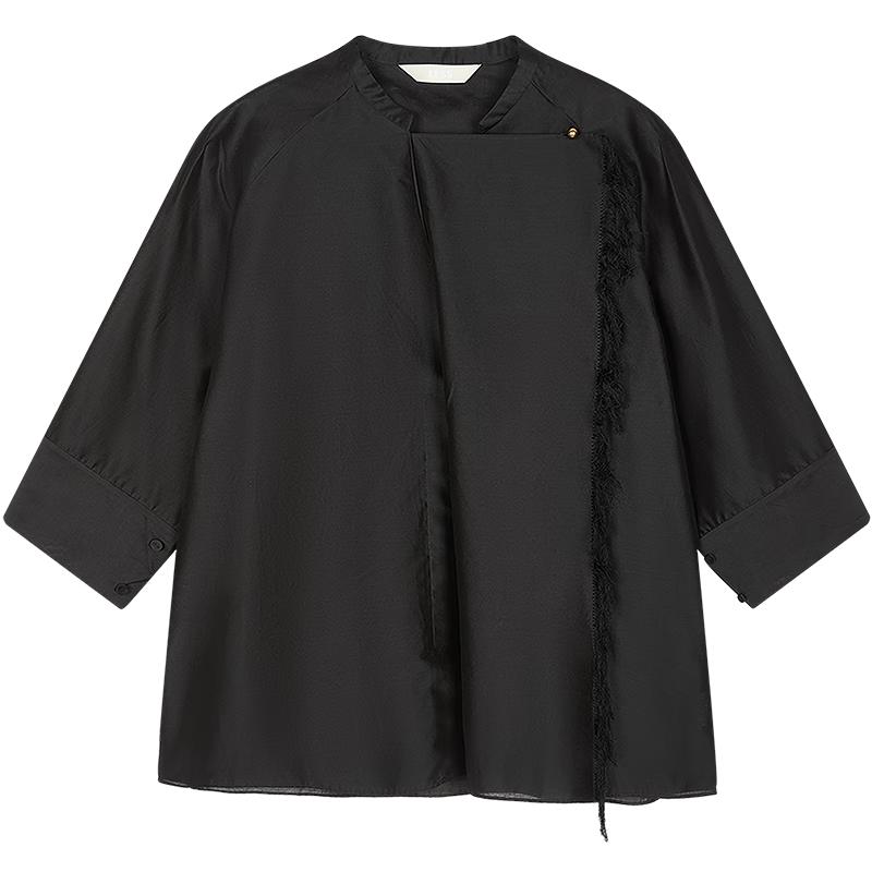 

LESS 2025 Autumn Stand Collar Three-Quarter Sleeve Shirt M