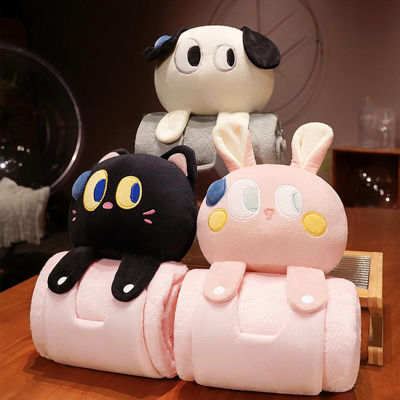 Cartoon Roll Decke Flanell Decke Große Augen Haustier Decke Klimaanlage Decke Kinder Nickerchen Artefakt Kissen Decke