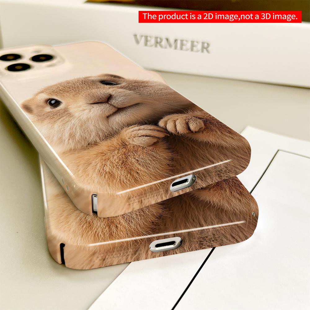 Cute Bunny Hands Up Phone Case All Inclusive Film Hard Phone Case, Compatible with iPhone 18 Pro Max 17 16 15 14 13 12 11