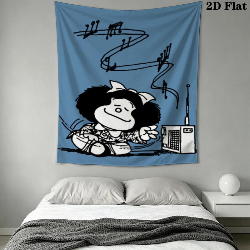 Mafalda Wall Tapestry Aesthetic Wall Hanging Printed Fabric Blanket Decorative Tapestries for Bedroom Living Room Home Decor