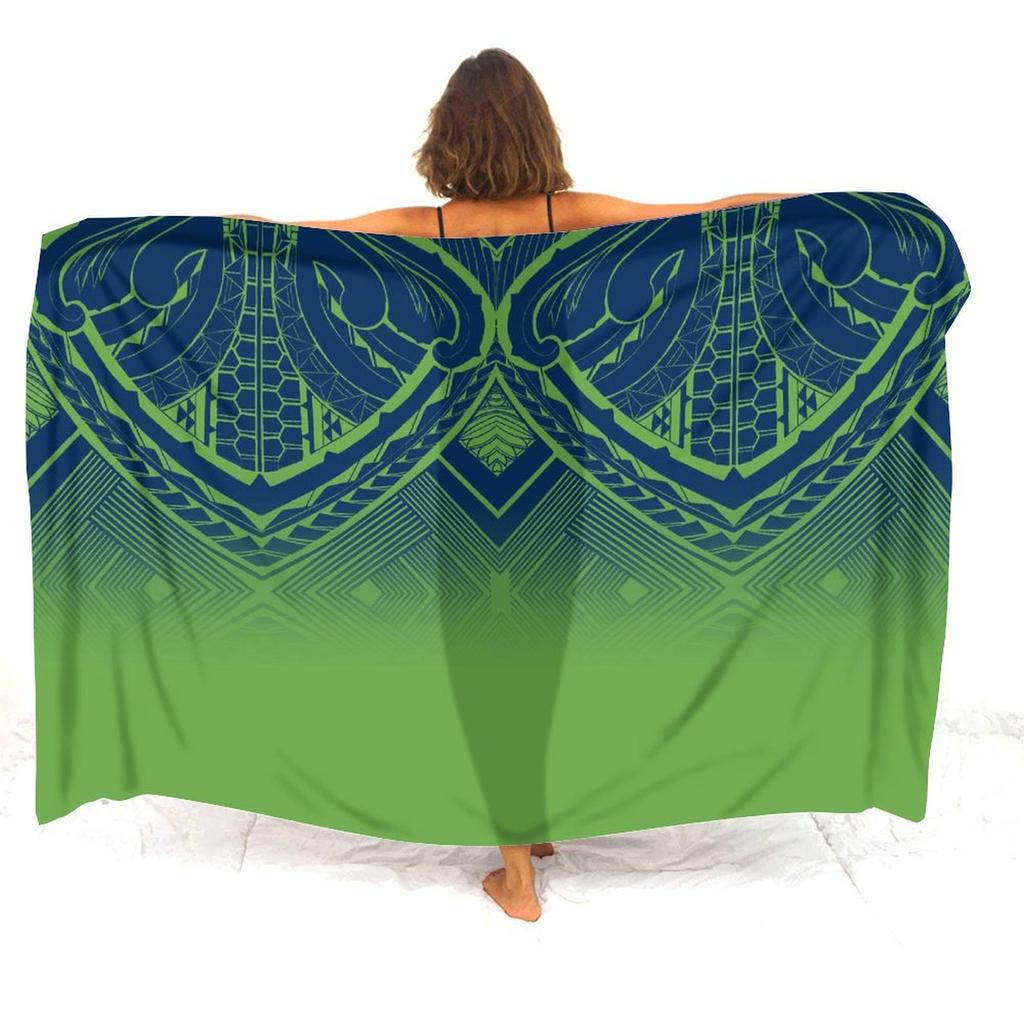 Soft And Comfortable Fabric Summer Beach Holiday Sun Sarong All-In-One Cover Coat Polynesian Print Tailored Women'S Sarong