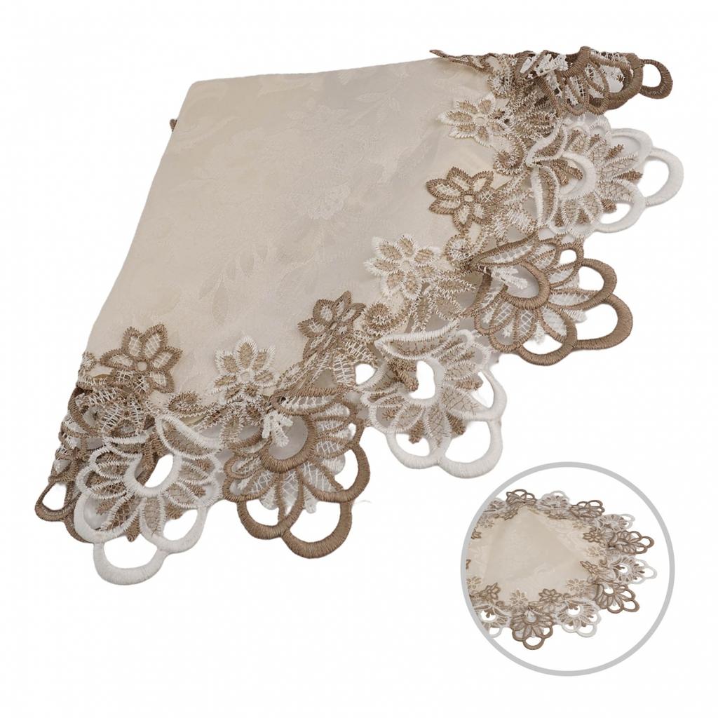 Housse de Table à Manger Nappe Anti-poussière Maison Festival Dentelle Ronde