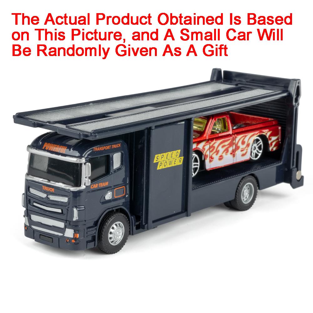 1:64 Scale Container Alloy Trailer Model Toy Car Diecast Metal Movable Joint Pull Back Engineering Vehicles Models Gifts for Boy