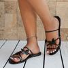 Fashion Women's Flat Bow Slippers 2025 Summer Outdoor Flip Flop Sandals Fashionable New Beach Slippers Large Size 43 Zapatillas Mujer