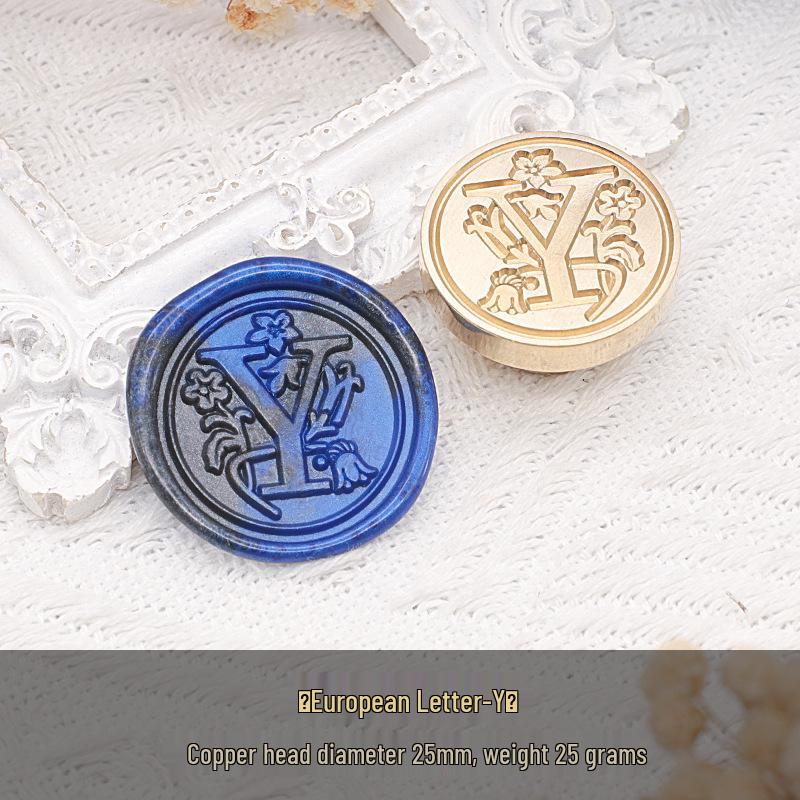 Wax Seal Stamp Head with 26 A-Z Letter Patterns - Retro Copper Design for Envelopes