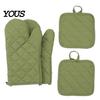 Heat Resistant Oven Mitts 4Pcs and Pot Holders Set, Cotton Kitchen Gadgets for Home Gloves, Quilted Insulated Mats Baking Cooking Accessories