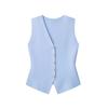 Willshela Moda Femenina Chaleco de Punto Liso de un Solo Botón Tops sin Mangas Vintage Cuello en V Chic para Dama