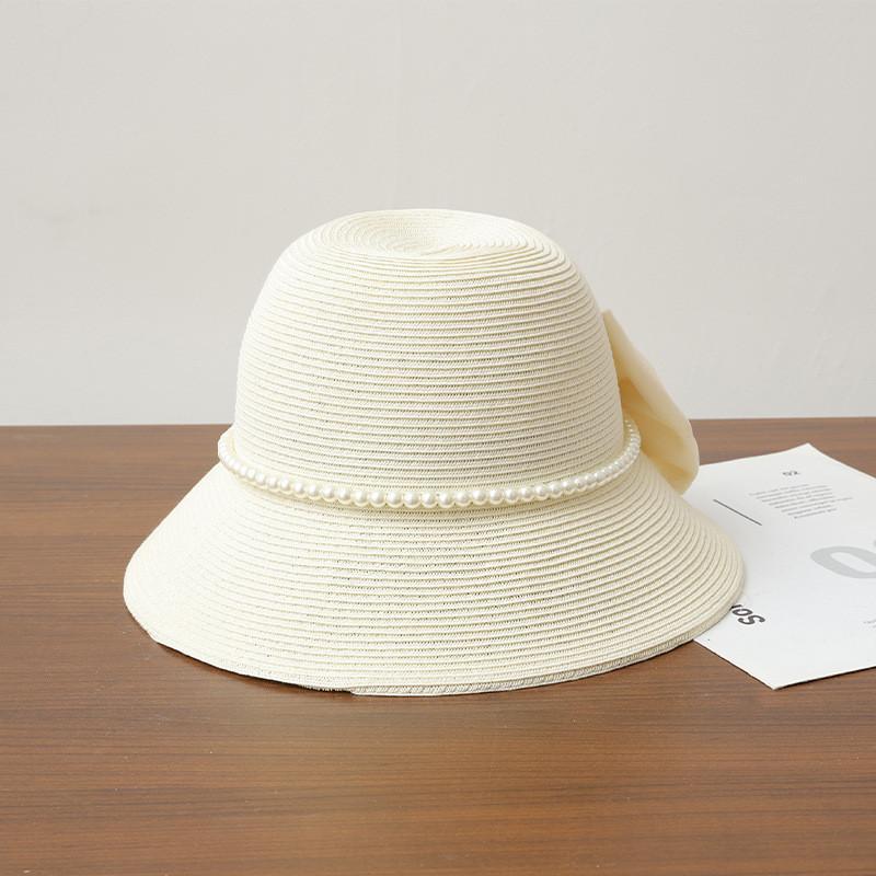 

Classic Raffia Sun Hat Ladies Breathable Sunshade Floppy Hat For Beach And Outdoor Use білий