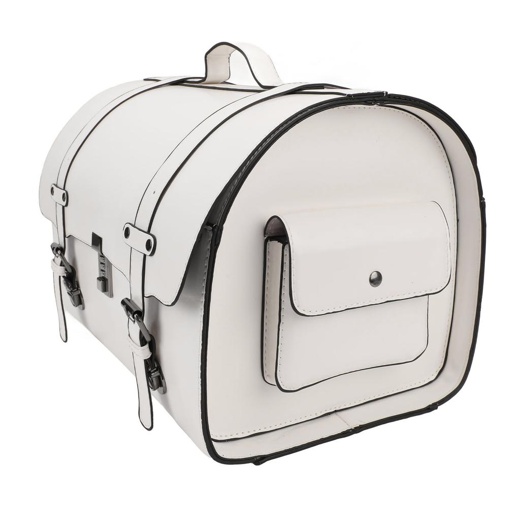 Motorcycle Tail Bag Faux Leather Waterproof 29.5L Capacity Quick Release with Combination Lock Universal Fit for