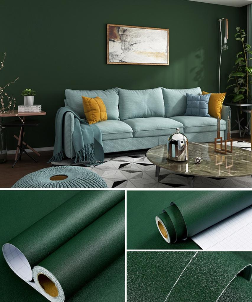 1 Roll Dark Green Matte Contact Paper, Home Decoration, Self-Adhesive Wallpaper For Cabinets Tables Chairs Room Backgrounds