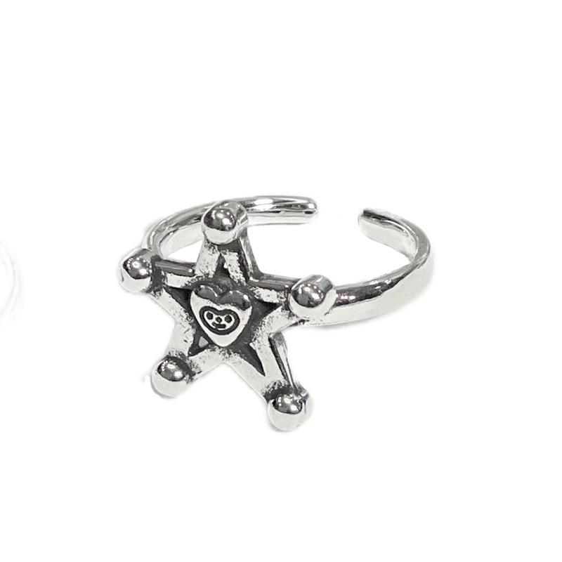 Pierścionek Otwierający Szczęście Gwiazda Vintage Szczęście Szczęście Damski Niszowy Design Zimnego Wiatru Pierścionek na Palec Wskazujący Modny Pierścionek z Osobowością