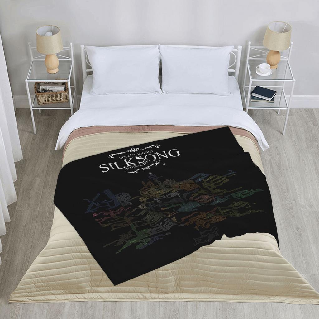 Hollow Knight Silksong Game Map Blanket Mysterious Flannel Awesome Soft Throw Blanket for Bed Sofa Textile Decor Couch