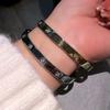 A Niche High-end Copper Micro Inlaid Zircon Bracelet for Female Couples, with a Plain Circle and Shiny Bracelet