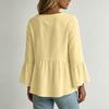 Women's Color V-Neck Ruffled Cotton-Linen Top for Casual Everyday Wear