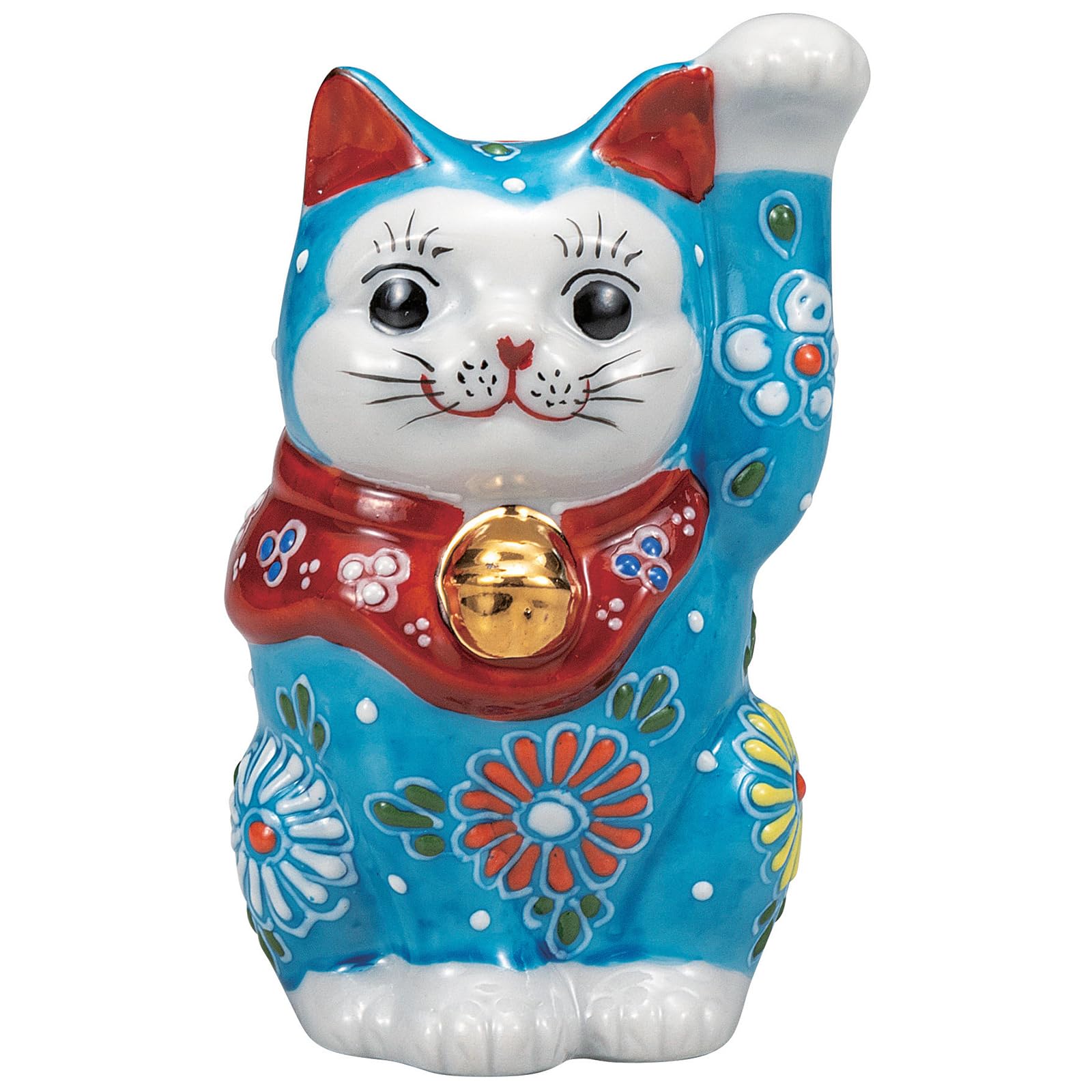 

Kutani Ware Celebrating Business Prosperity and Good Left Size Light Maneki-neko Figurine, Fortune, Handed, 8.8cm Tall, 2.8, Blue, K9-1555 синій