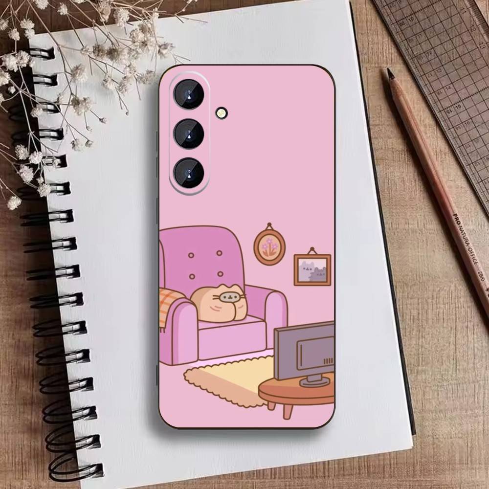

Cute cat E-Pusheenes-S Phone Case For Samsung Galaxy A73,21,22,32,71,53,52,51,80,5G Soft Black Cover Samsung a41