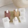 3x Handmade Candlestick Molds Square Striped Candle Holder Silicone Moulds Castings Mould Plaster Molds Candle Cup Molds