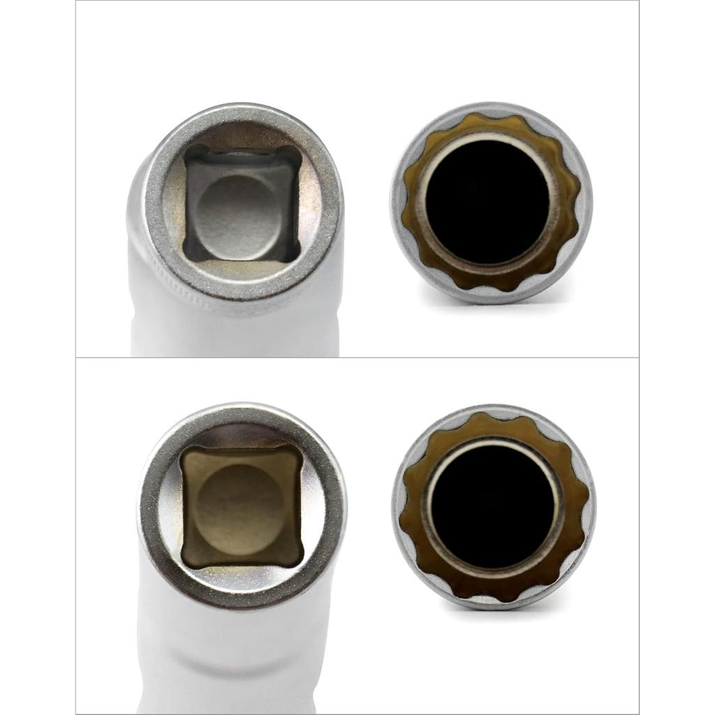 14mm&16mm Magnetic Swivel Spark Plug Socket, Thin Wall Magnetic Rotating 3/8" Drive 12 Point Standard Spark Plug Socket Removal Tool 360-degree