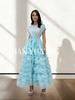 Elegant French Ruffle Waist-Cinching Patchwork Pleated Cake Skirt with Lace-Up Detail