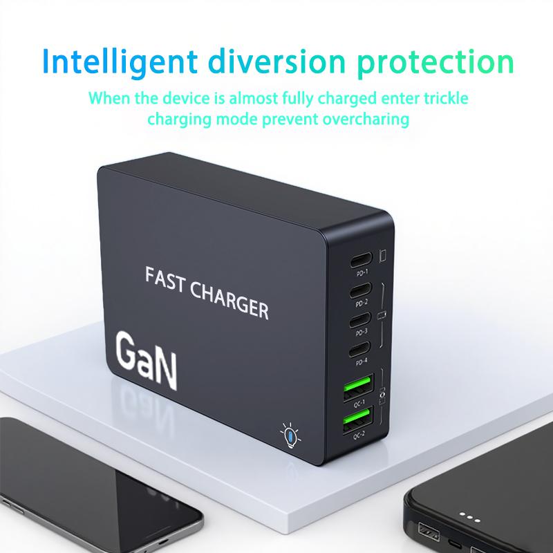 6 Port Tablet USB PD QC3.0 Chargers Station Desktop GaN Fast Charging For Smartphone Pad Laptop For Home Office Quick Chargers