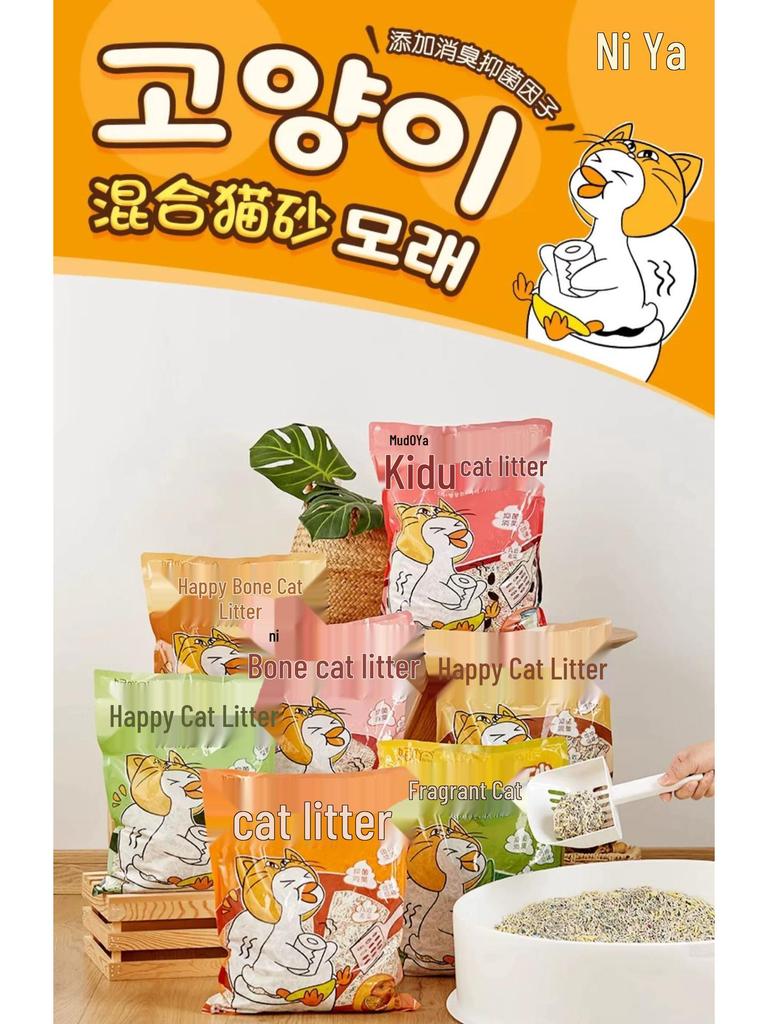 NiYa Deodorierende gemischte Katzenstreu: Tofu & Bentonit, 20 lbs (6 Beutel à 2,5 kg)